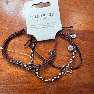 Pura Vida Purple and Black Braided Bracelet Set